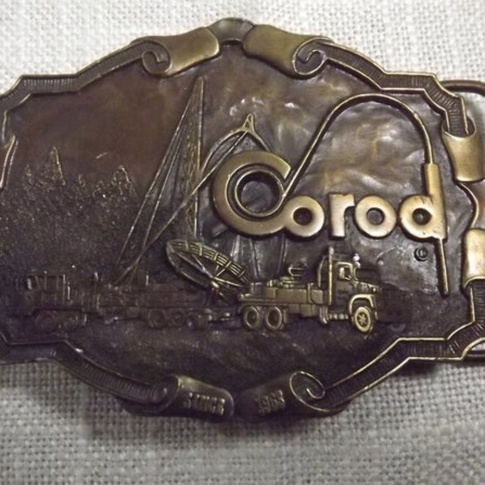 Vintage Distressed Corod Oil Sector Belt Buckle